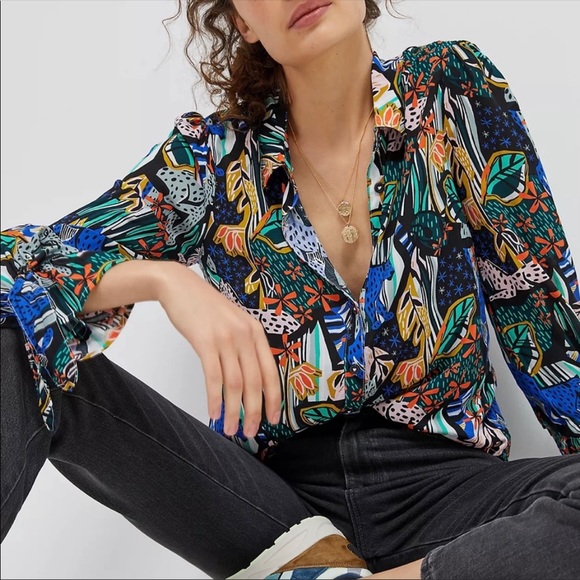 Anthropologie Tops - Anthropologie Marsha Volnova Carmel Animal Print Buttondown Blouse. Beautiful!